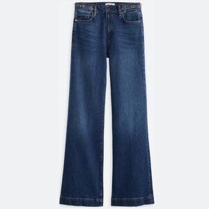 PAIGE Leena 34” W Waistband Buckles Indigo Wide Leg Jeans